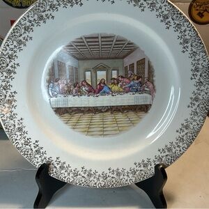 Decorative Plate with The Last Supper Design stand not included